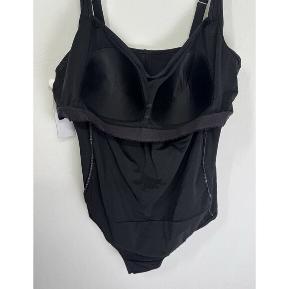NWT Swimsuits for All One Piece Swimsuit Womens 26 Black V-Neck Shelf Bra Lined - Picture 9 of 13